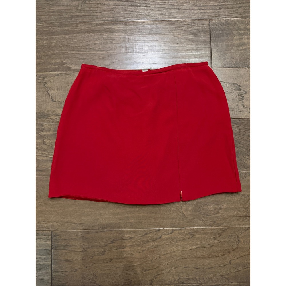 Vintage Cache Red Skort Mini Skirt Shorts Size 12 Made in USA Side Slit Zipper